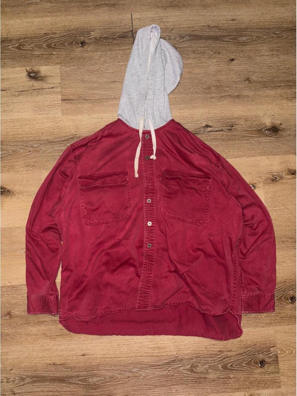 Vintage B.U.M. Equipment Red Hooded Button Up Shirt Jacket XL